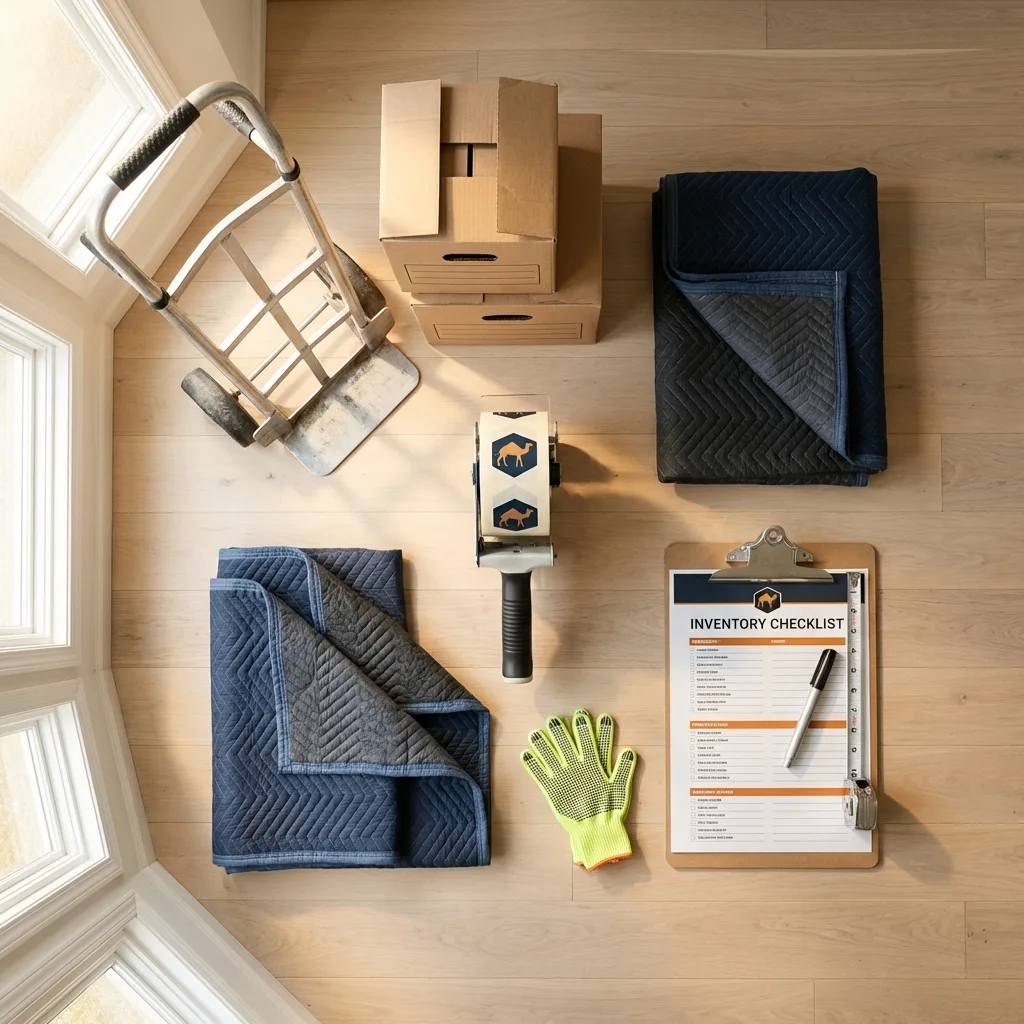 Professional moving supplies and packing materials layout for Abbotsford residential relocations